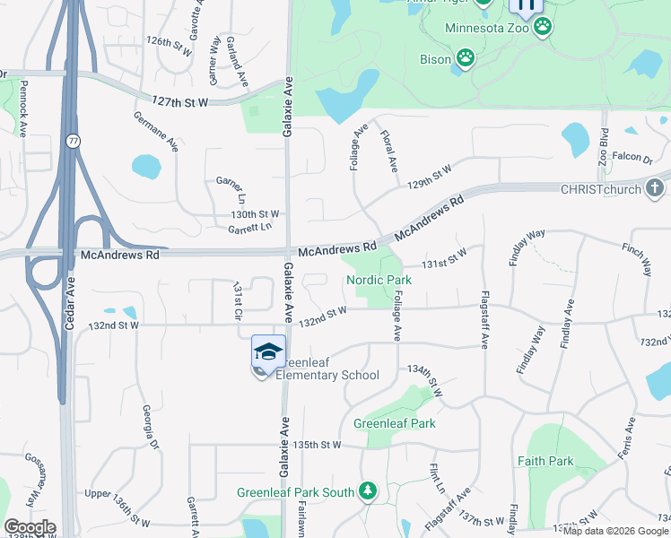map of restaurants, bars, coffee shops, grocery stores, and more near 13112 Gable Lane in Apple Valley