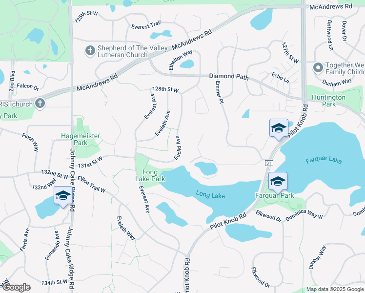 map of restaurants, bars, coffee shops, grocery stores, and more near 12986 Euclid Avenue in Apple Valley