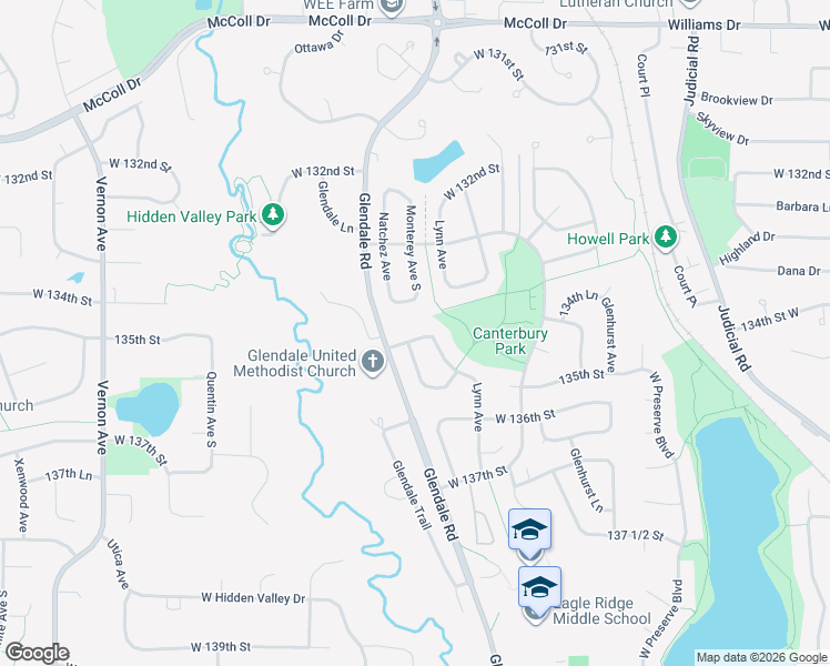 map of restaurants, bars, coffee shops, grocery stores, and more near 4548 West 135th Street in Savage