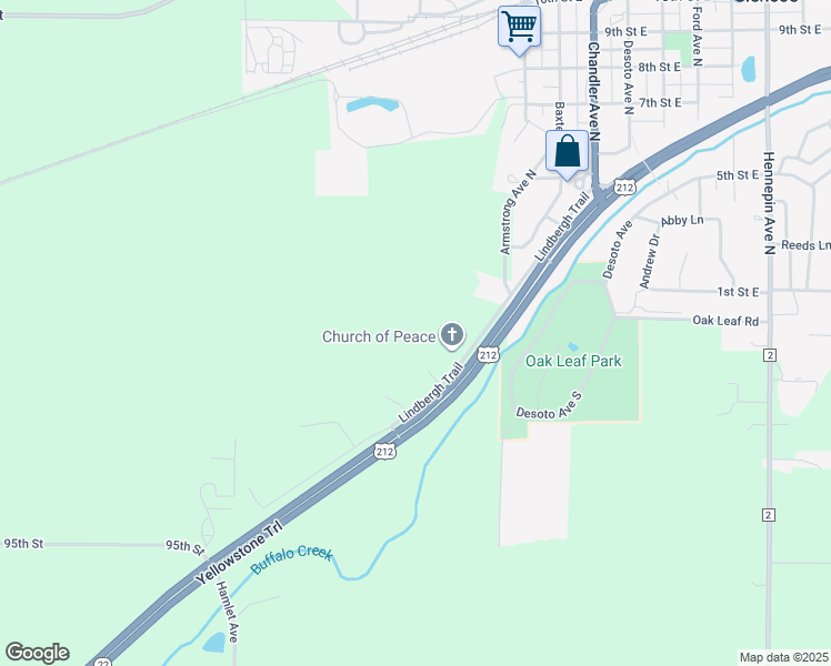 map of restaurants, bars, coffee shops, grocery stores, and more near 433 Lindbergh Trail in Glencoe