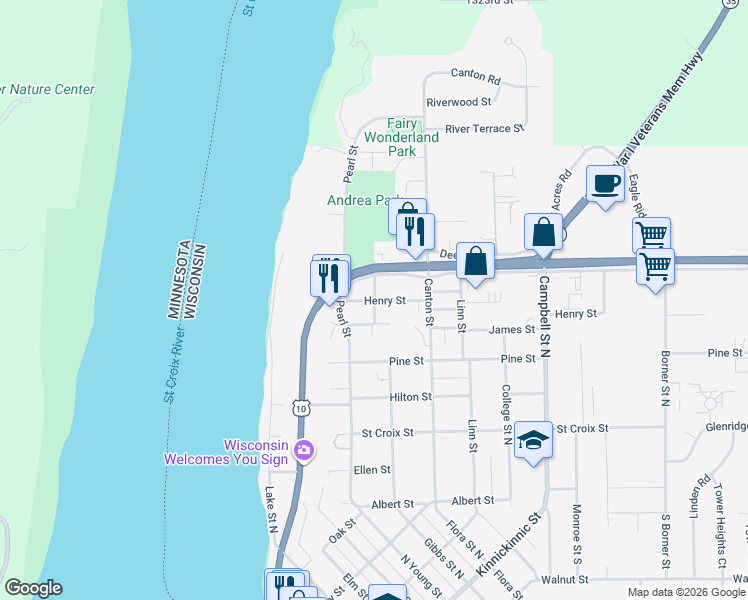 map of restaurants, bars, coffee shops, grocery stores, and more near 689 Henry Street in Prescott
