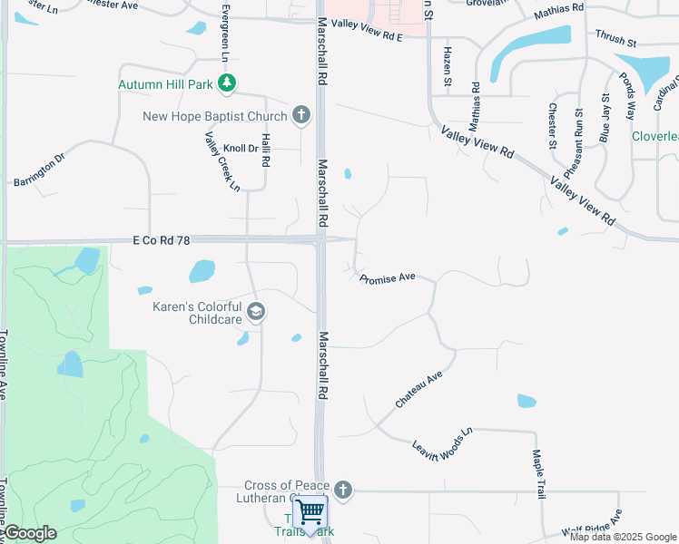 map of restaurants, bars, coffee shops, grocery stores, and more near 2268 Promise Avenue in Shakopee