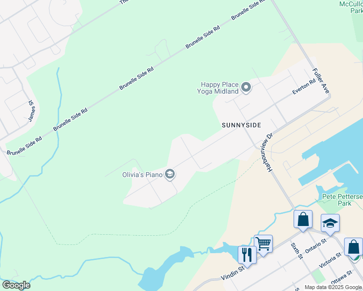 map of restaurants, bars, coffee shops, grocery stores, and more near 262 Sarah Burke Way in Midland