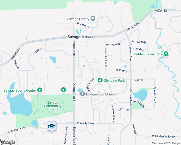 map of restaurants, bars, coffee shops, grocery stores, and more near 13439 Alabama Avenue in Savage