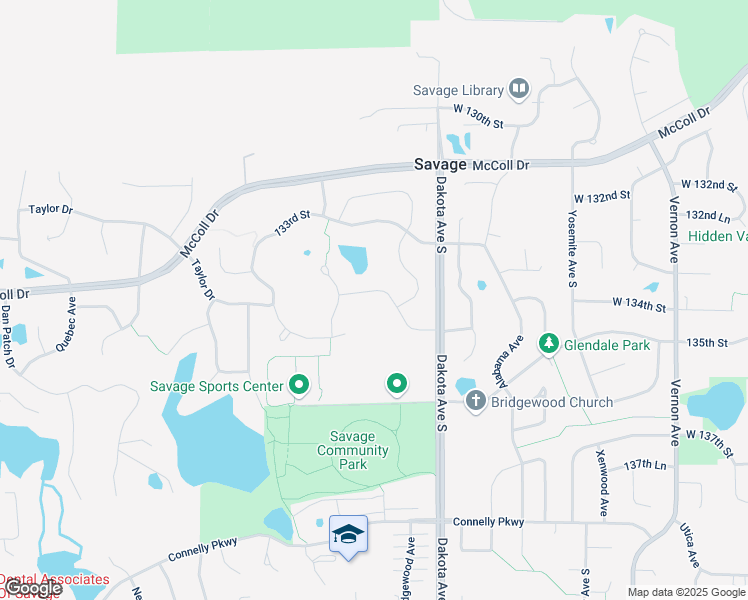 map of restaurants, bars, coffee shops, grocery stores, and more near 6411 134th Lane in Savage