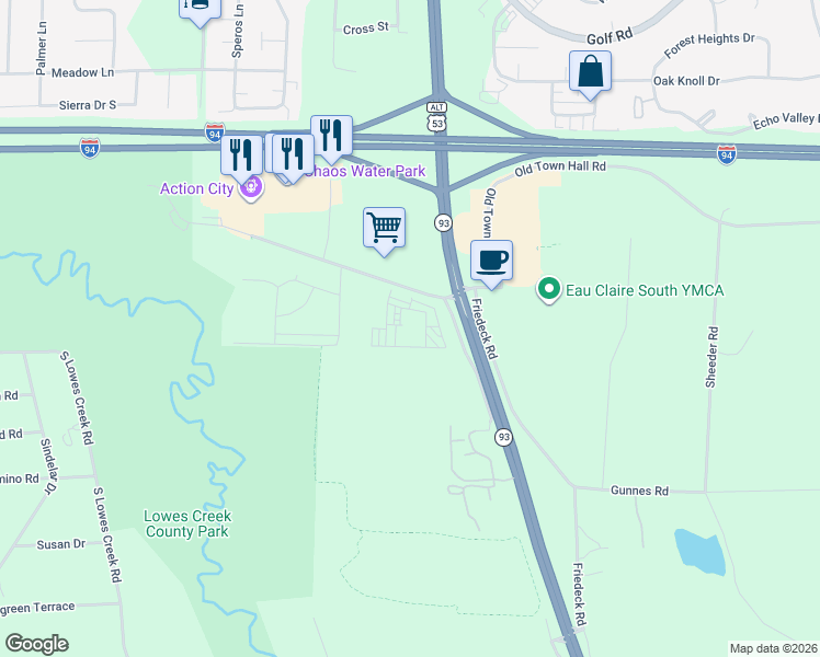 map of restaurants, bars, coffee shops, grocery stores, and more near 2909 Lorch Avenue in Eau Claire