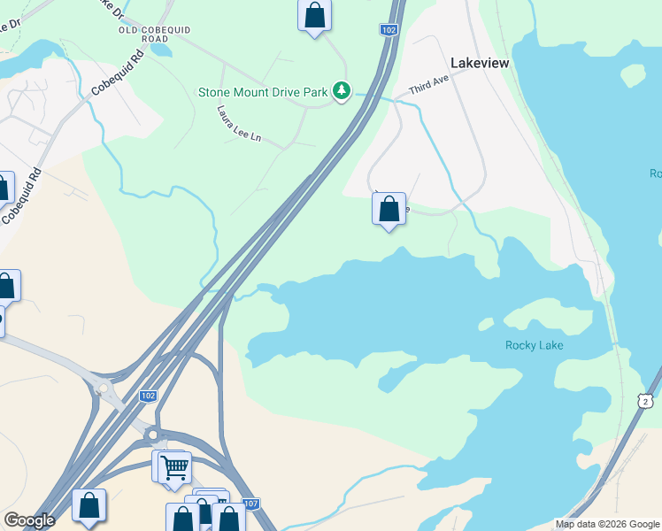 map of restaurants, bars, coffee shops, grocery stores, and more near 165 Lakeview Road in Lakeview