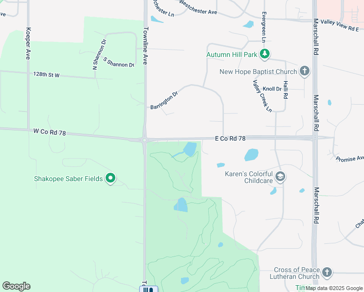 map of restaurants, bars, coffee shops, grocery stores, and more near 614 East Co Road 78 in Shakopee