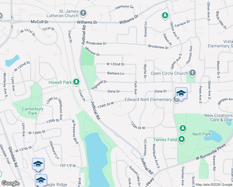 map of restaurants, bars, coffee shops, grocery stores, and more near 3304 Dana Drive in Burnsville