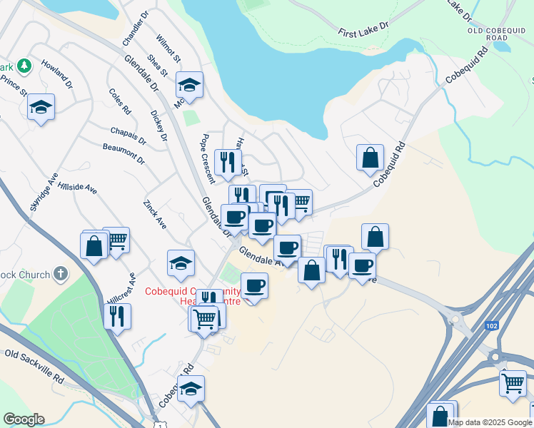 map of restaurants, bars, coffee shops, grocery stores, and more near 254 Cobequid Road in Lower Sackville