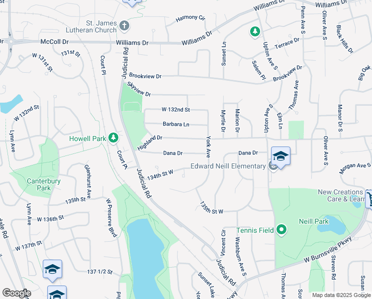 map of restaurants, bars, coffee shops, grocery stores, and more near 3304 Dana Drive in Burnsville