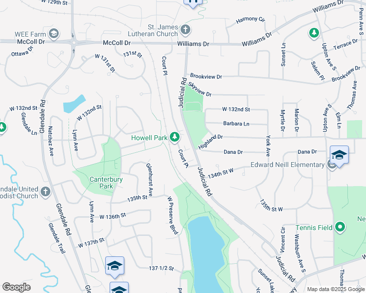 map of restaurants, bars, coffee shops, grocery stores, and more near 13300 Court Place in Burnsville