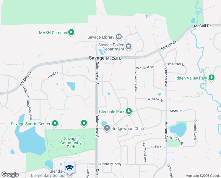 map of restaurants, bars, coffee shops, grocery stores, and more near 13370 Alabama Avenue in Savage