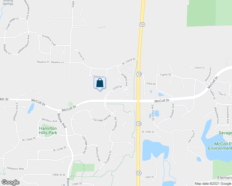 map of restaurants, bars, coffee shops, grocery stores, and more near 8227 West 133rd Place in Savage