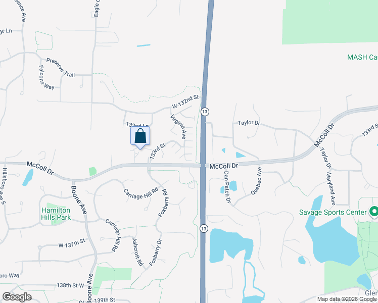 map of restaurants, bars, coffee shops, grocery stores, and more near 13311 West Virginia Avenue in Savage