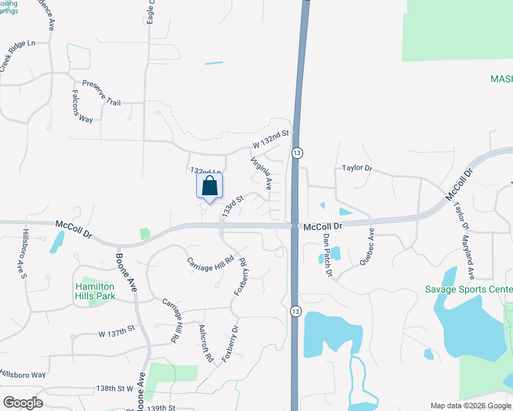 map of restaurants, bars, coffee shops, grocery stores, and more near 8227 West 133rd Place in Savage