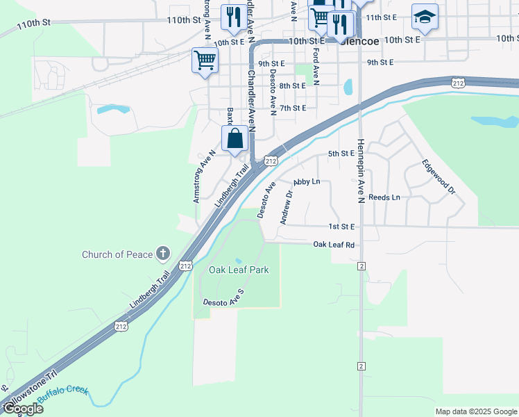 map of restaurants, bars, coffee shops, grocery stores, and more near 307 Desoto Avenue in Glencoe