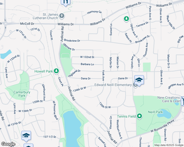 map of restaurants, bars, coffee shops, grocery stores, and more near 3304 Dana Drive in Burnsville