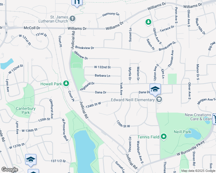 map of restaurants, bars, coffee shops, grocery stores, and more near 3304 Dana Drive in Burnsville