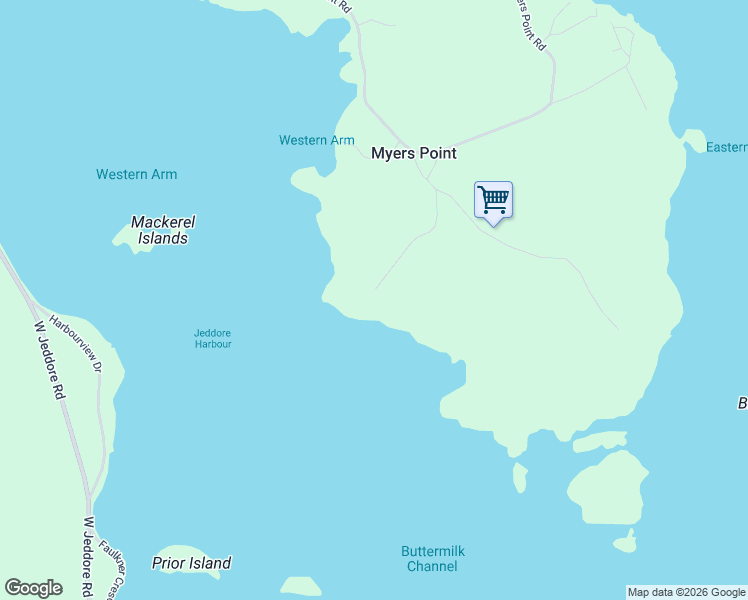 map of restaurants, bars, coffee shops, grocery stores, and more near 83 Myers Point Road in Head of Jeddore