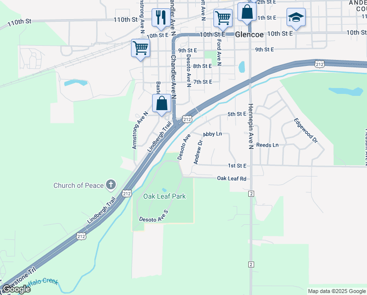 map of restaurants, bars, coffee shops, grocery stores, and more near 307 Desoto Avenue in Glencoe