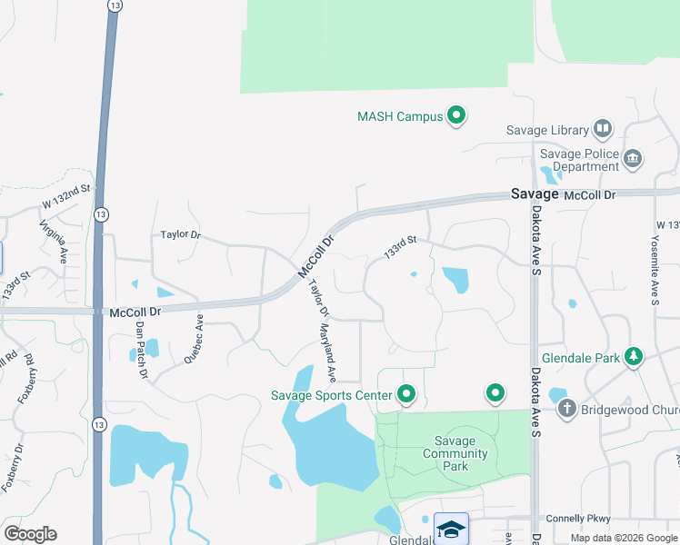 map of restaurants, bars, coffee shops, grocery stores, and more near 7017 133rd Court in Savage