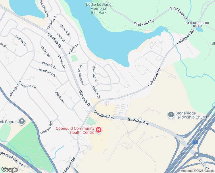map of restaurants, bars, coffee shops, grocery stores, and more near 33 Lumsden Crescent in Lower Sackville