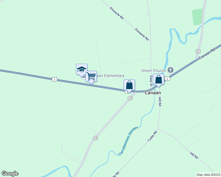 map of restaurants, bars, coffee shops, grocery stores, and more near 167 Main Street in Canaan