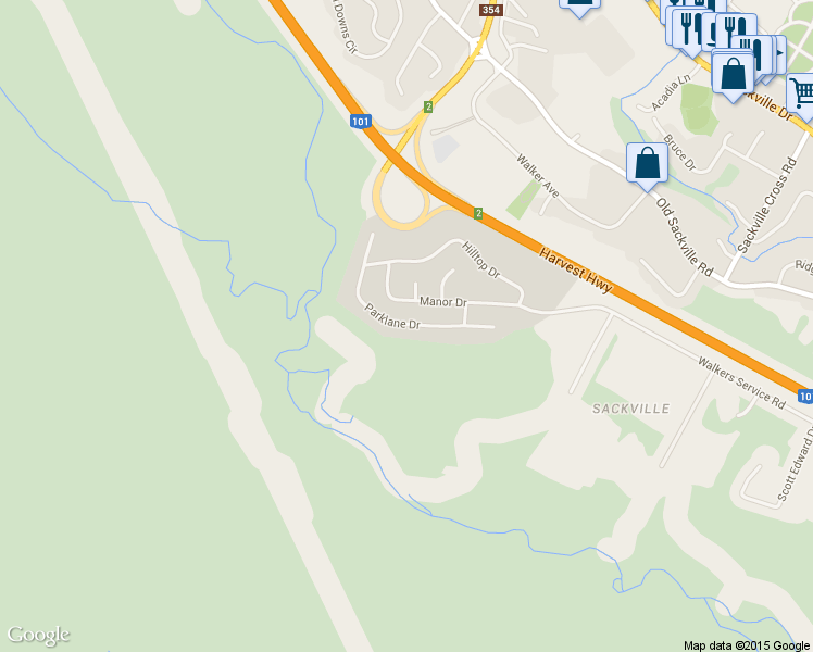 map of restaurants, bars, coffee shops, grocery stores, and more near 257 Parklane Drive in Lower Sackville