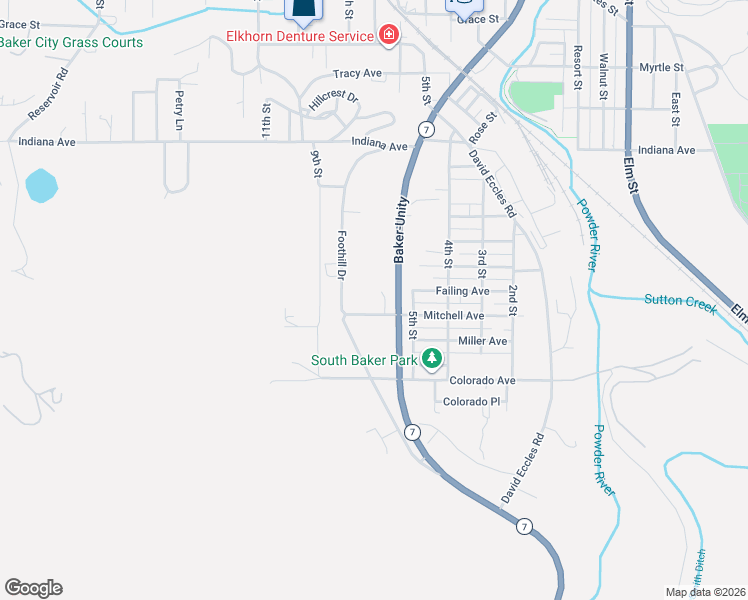 map of restaurants, bars, coffee shops, grocery stores, and more near 320 Foothill Drive in Baker City