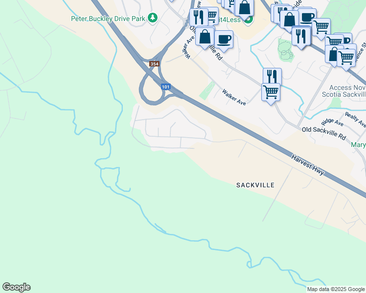 map of restaurants, bars, coffee shops, grocery stores, and more near 286 Parklane Drive in Lower Sackville