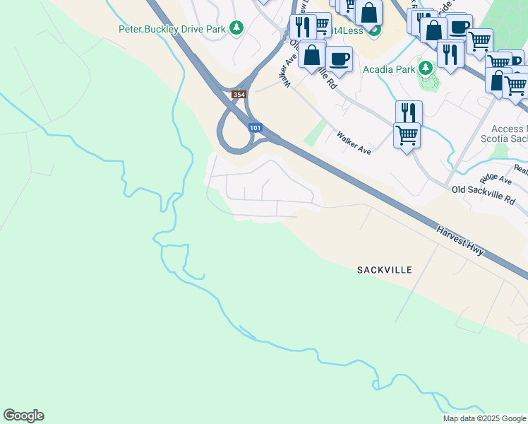 map of restaurants, bars, coffee shops, grocery stores, and more near 276 Parklane Drive in Lower Sackville