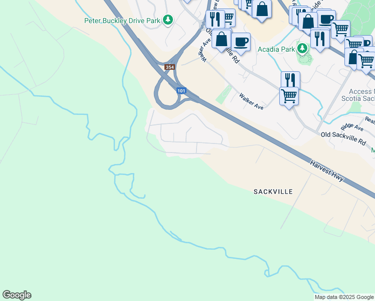 map of restaurants, bars, coffee shops, grocery stores, and more near 276 Parklane Drive in Lower Sackville