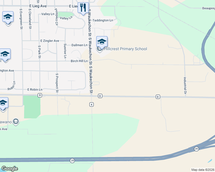 map of restaurants, bars, coffee shops, grocery stores, and more near 960 County Road B in Shawano