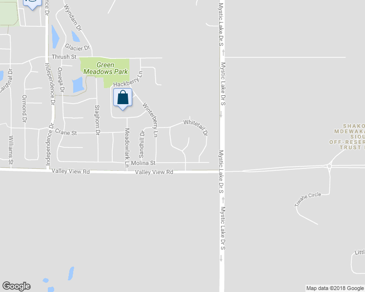 map of restaurants, bars, coffee shops, grocery stores, and more near 2121 Pembina Lane in Shakopee