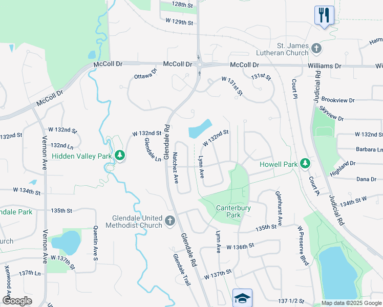 map of restaurants, bars, coffee shops, grocery stores, and more near 13274 Monterey Avenue South in Savage