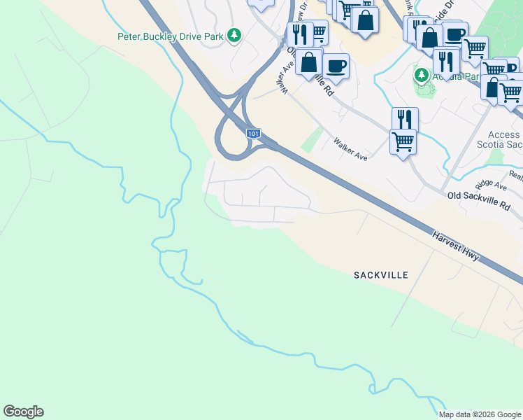 map of restaurants, bars, coffee shops, grocery stores, and more near 42 Manor Drive in Lower Sackville