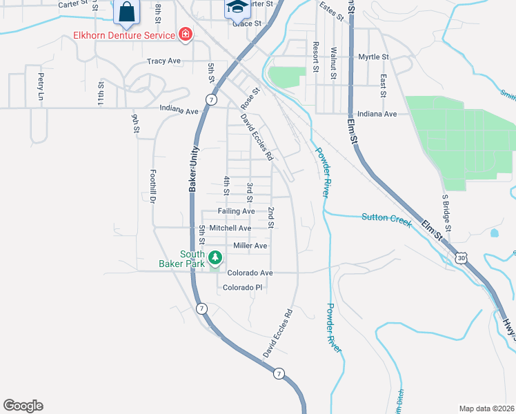 map of restaurants, bars, coffee shops, grocery stores, and more near 2140 Failing Avenue in Baker City