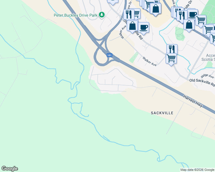 map of restaurants, bars, coffee shops, grocery stores, and more near 52 Manor Drive in Lower Sackville