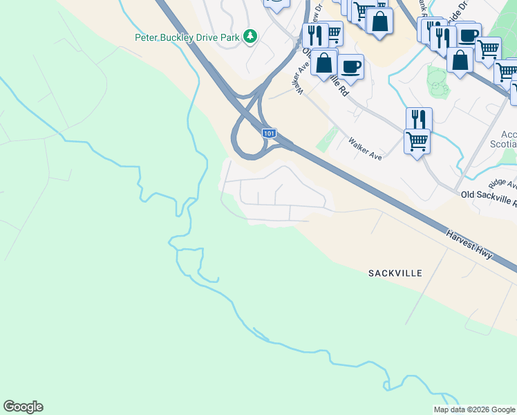 map of restaurants, bars, coffee shops, grocery stores, and more near 56 Manor Drive in Lower Sackville