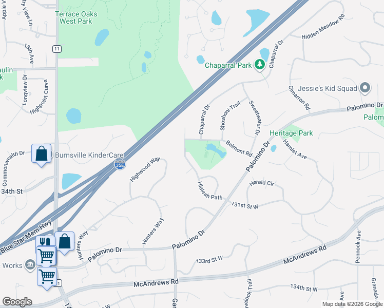 map of restaurants, bars, coffee shops, grocery stores, and more near 12846 Hialeah Path in Apple Valley