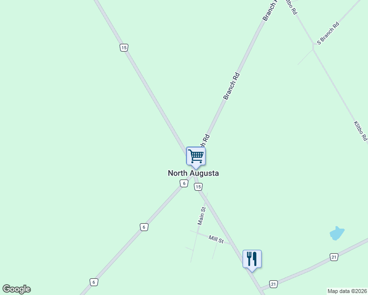 map of restaurants, bars, coffee shops, grocery stores, and more near 9175 County Road 15 in North Augusta
