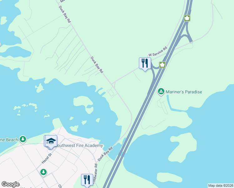 map of restaurants, bars, coffee shops, grocery stores, and more near 140 Duck Bay Road in Waubaushene