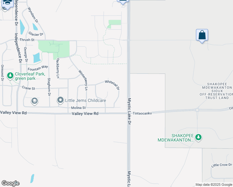 map of restaurants, bars, coffee shops, grocery stores, and more near 3830 Whitetail Drive in Shakopee