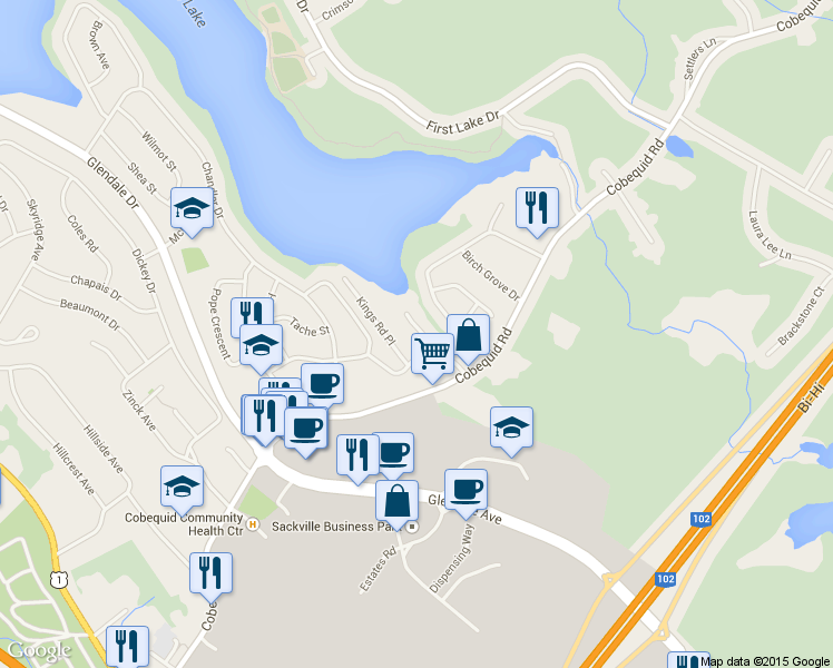 map of restaurants, bars, coffee shops, grocery stores, and more near 42 Judy Anne Court in Lower Sackville