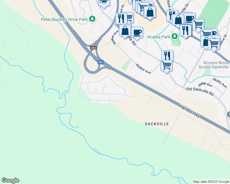 map of restaurants, bars, coffee shops, grocery stores, and more near 19 Manor Drive in Lower Sackville