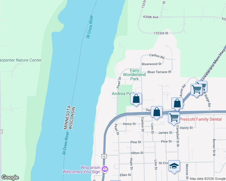 map of restaurants, bars, coffee shops, grocery stores, and more near 1221 Pearl Street in Prescott
