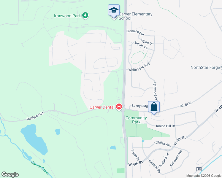 map of restaurants, bars, coffee shops, grocery stores, and more near 1230 Oak Tree Court in Carver
