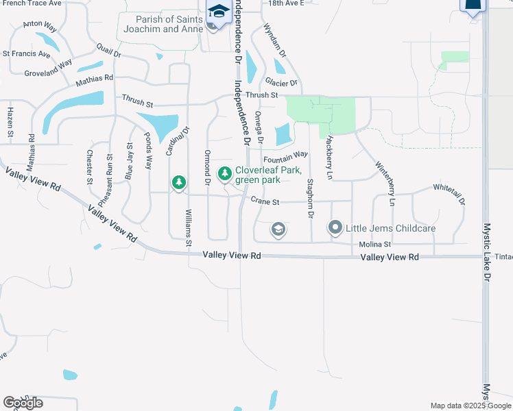map of restaurants, bars, coffee shops, grocery stores, and more near 2848 Crane Street in Shakopee