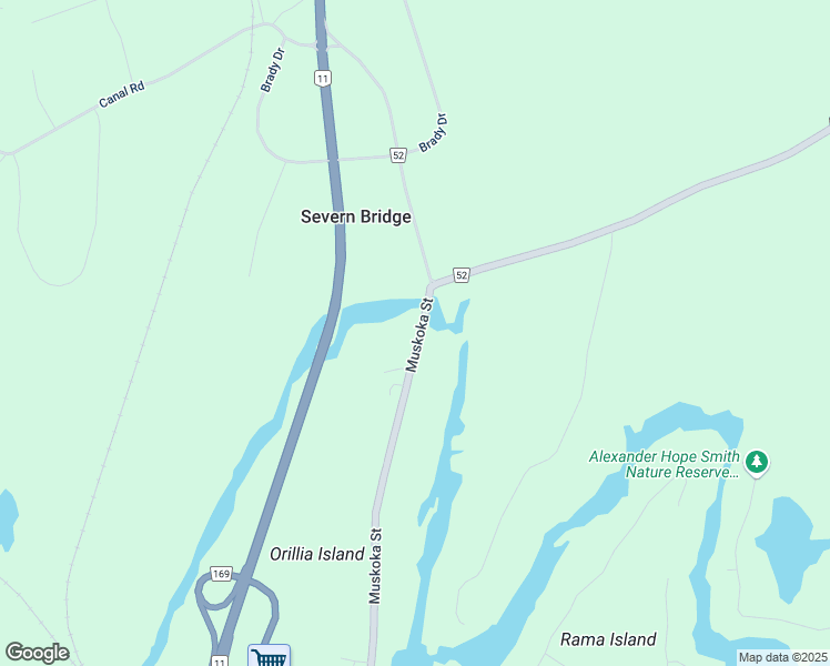 map of restaurants, bars, coffee shops, grocery stores, and more near 3086 Muskoka Street in Washago